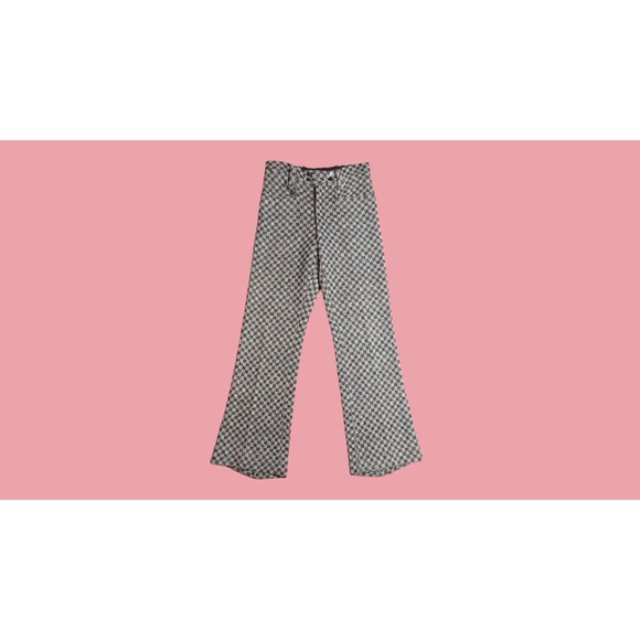 1960s-1970s DE LUXE Italian Tweed CHECKERED Trousers W/Flare Leg. S-M. AS IS - Picture 1 of 10